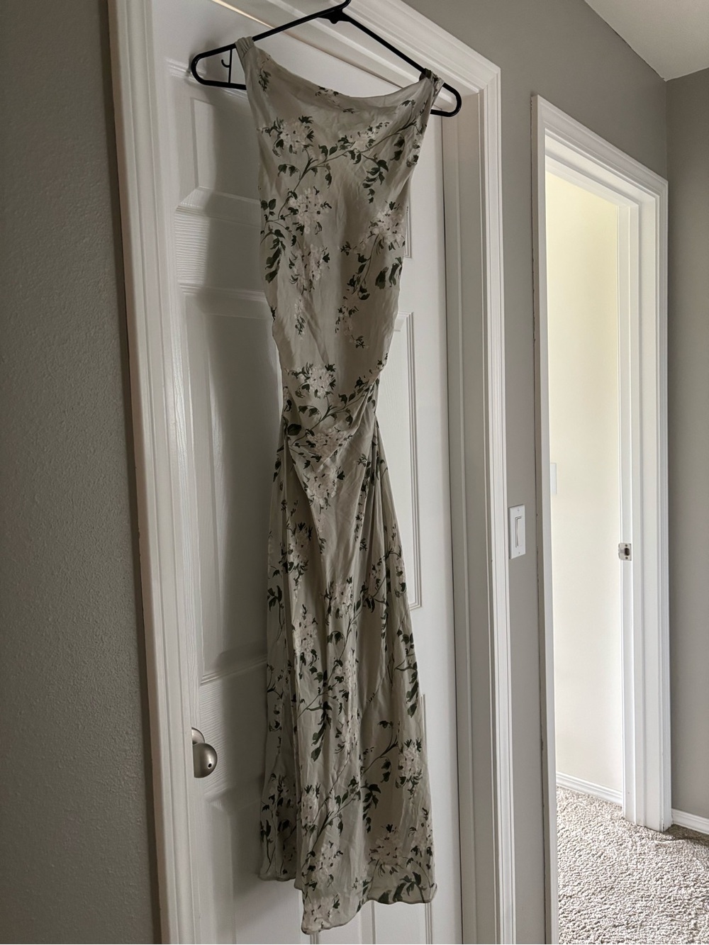 Quince Sage Green Floral Halter Midi Dress - Picture 2 of 8